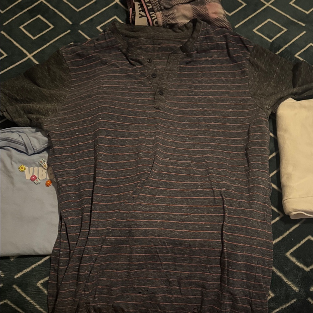 Levi's Charcoal and Pink Striped Sweater